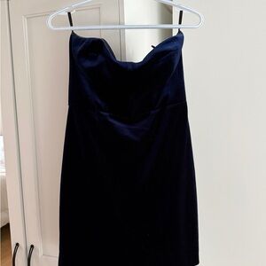 Ever New Midnight Blue Velvet Strapless Dress